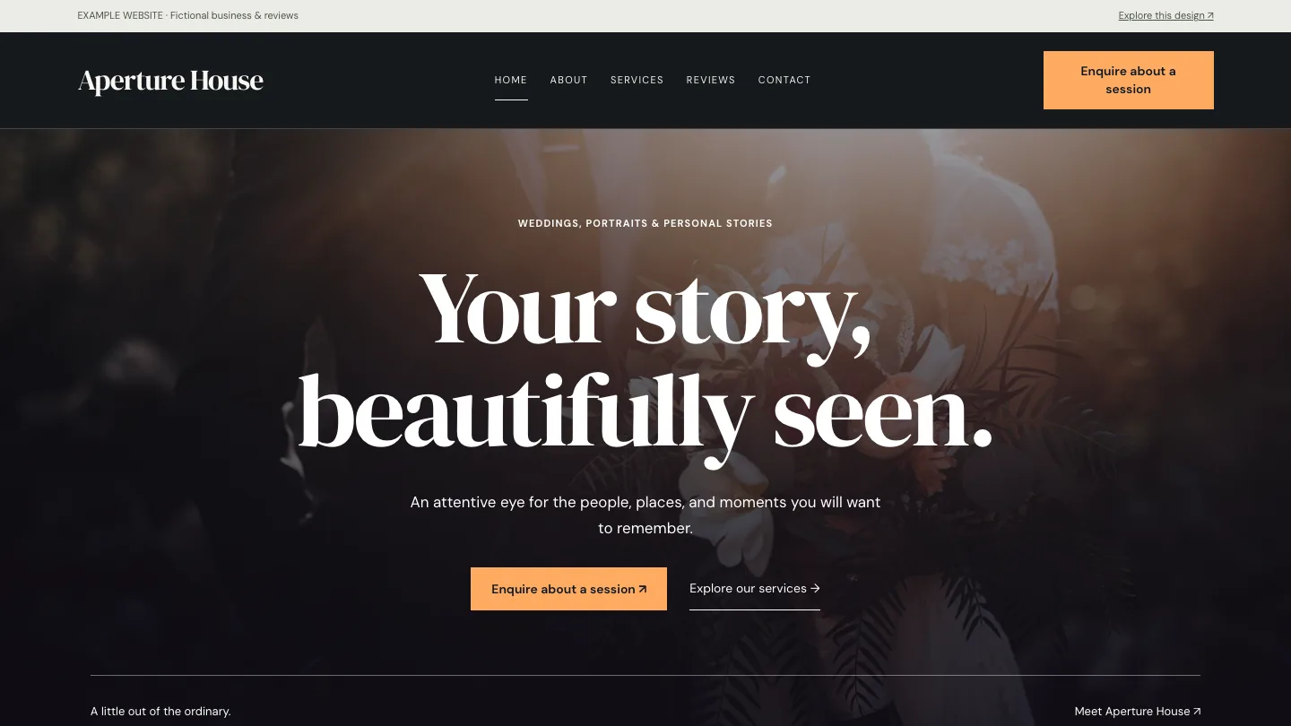 Aperture House desktop website preview
