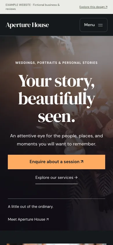 Aperture House mobile website preview