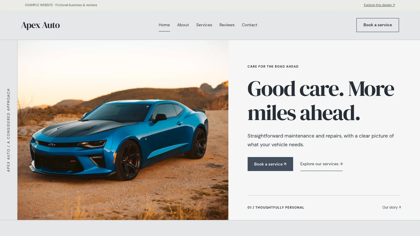 Apex Auto desktop website preview