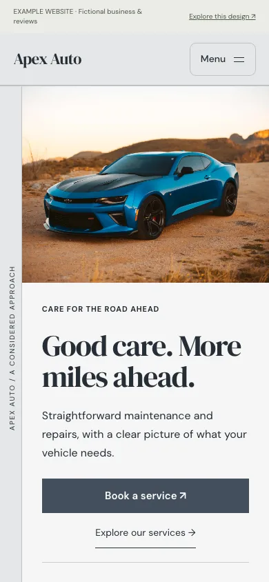 Apex Auto mobile website preview