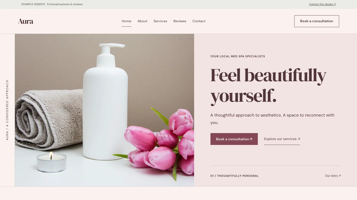 Aura desktop website preview