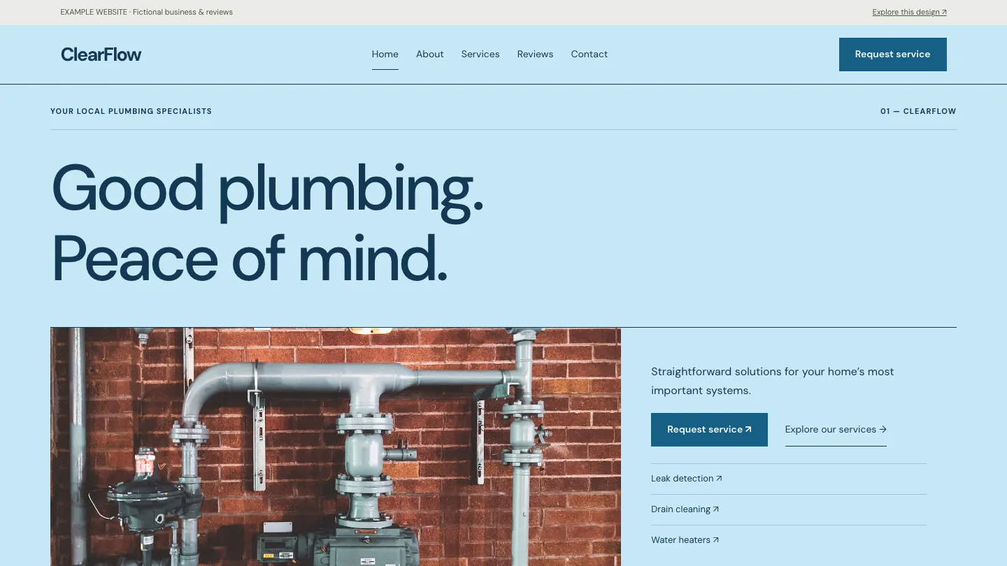 ClearFlow desktop website preview