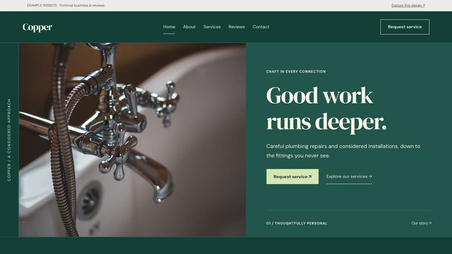 Copper desktop website preview