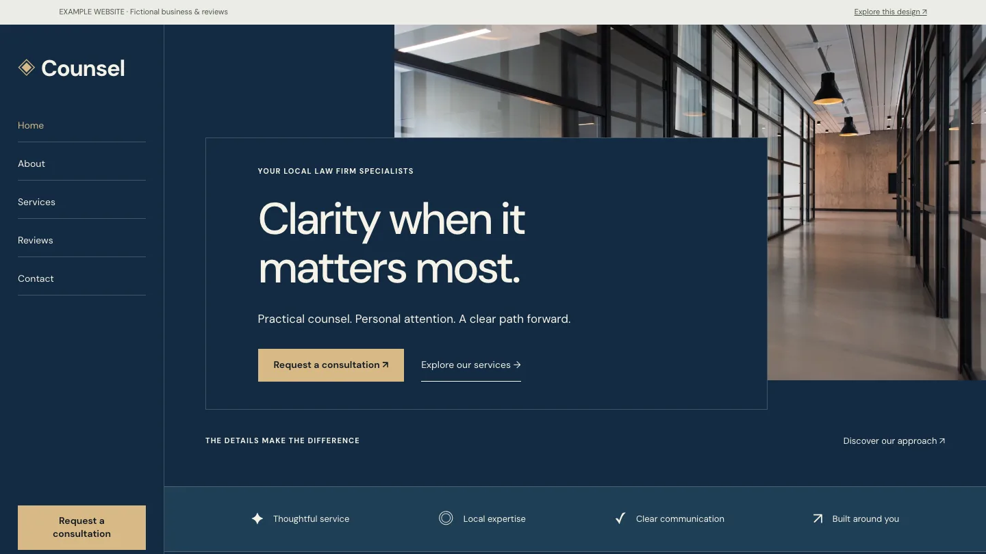 Counsel desktop website preview