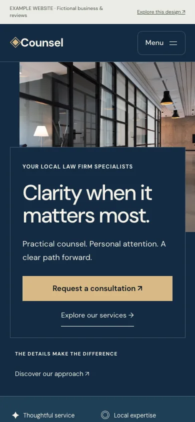 Counsel mobile website preview