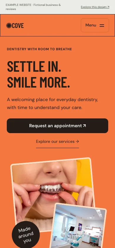 Cove mobile website preview