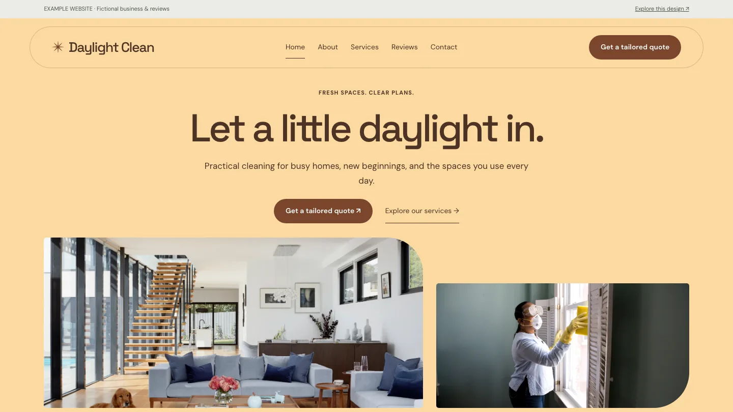 Daylight Clean desktop website preview