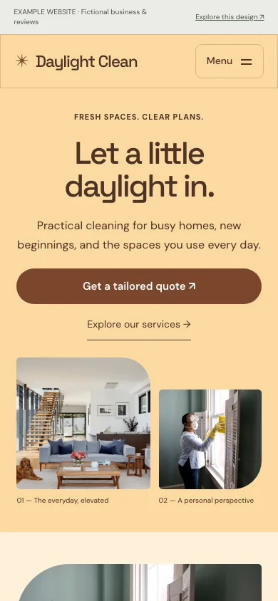Daylight Clean mobile website preview