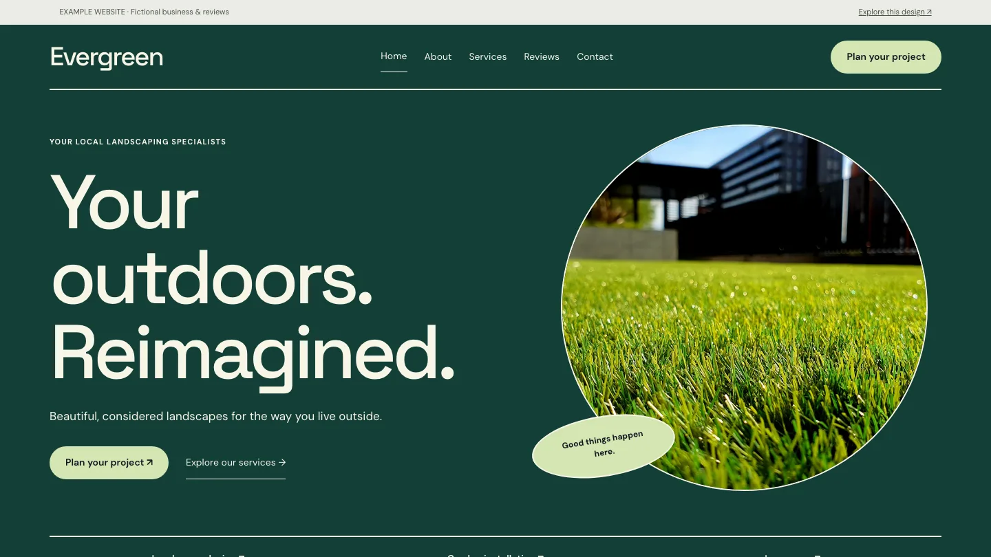 Evergreen desktop website preview