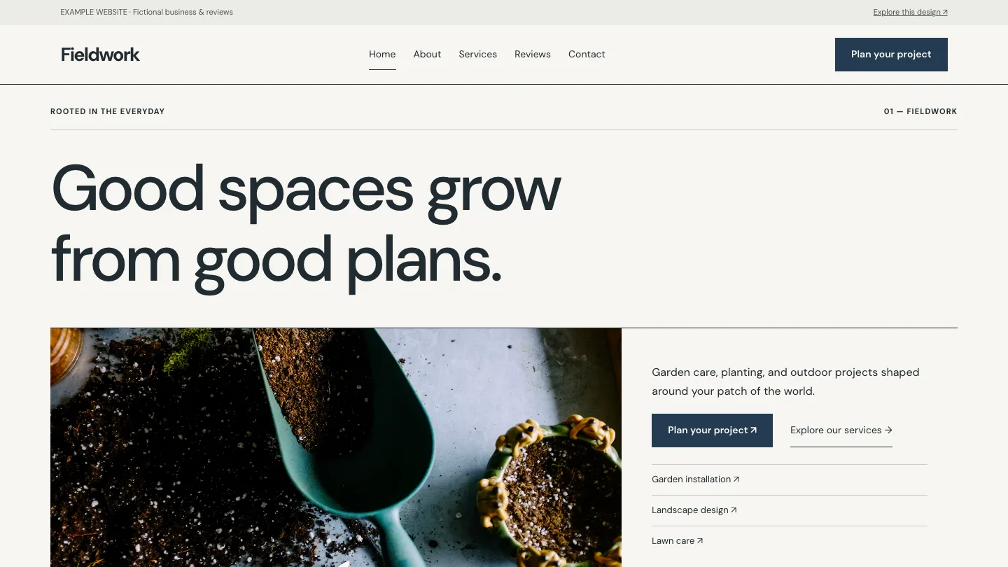 Fieldwork desktop website preview