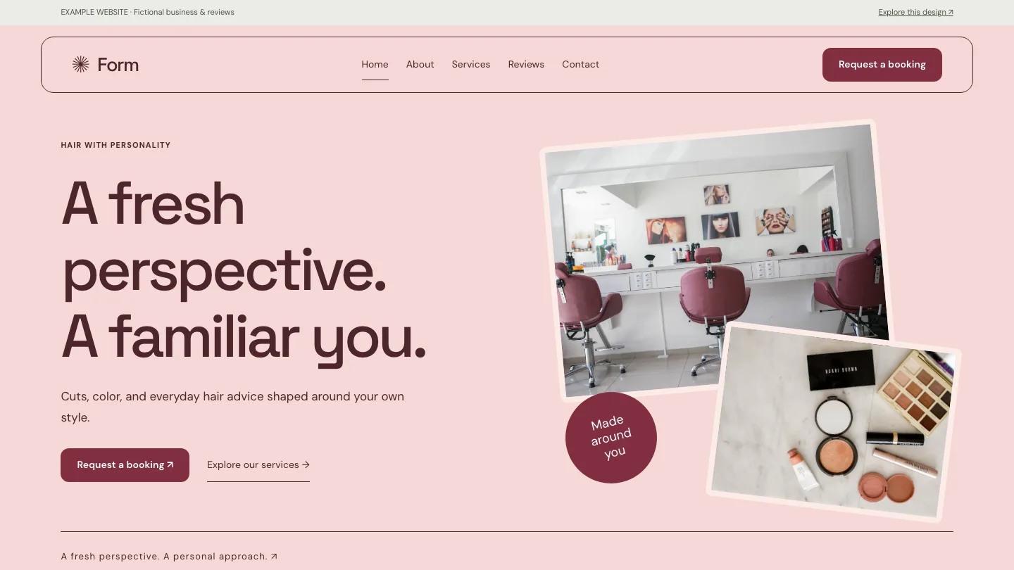 Form desktop website preview