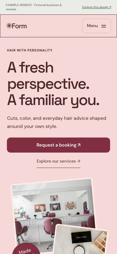 Form mobile website preview