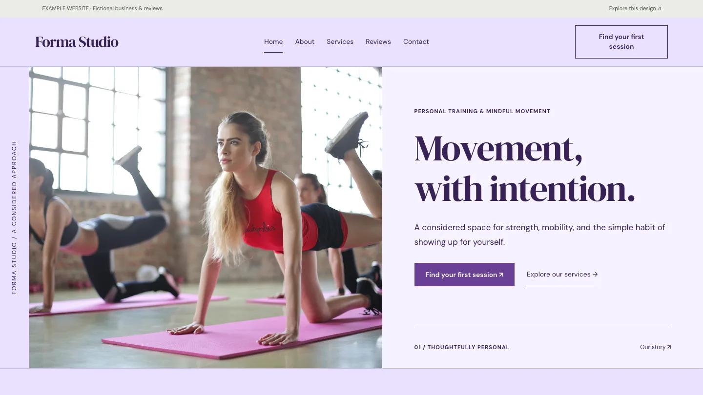 Forma Studio desktop website preview