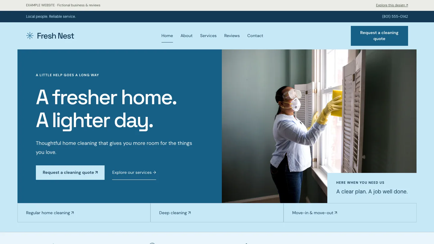 Fresh Nest desktop website preview