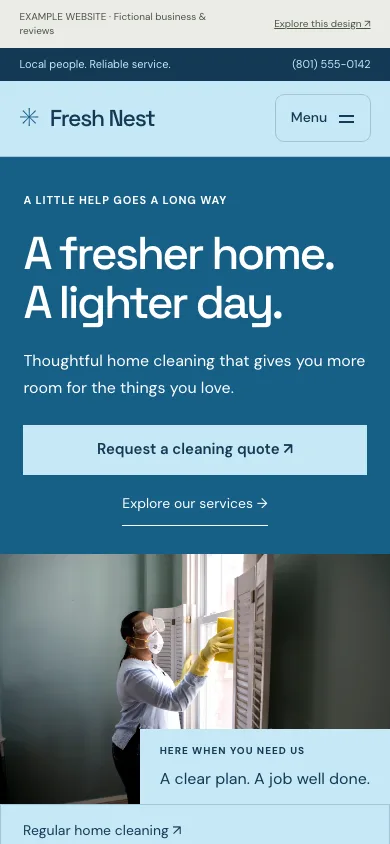 Fresh Nest mobile website preview