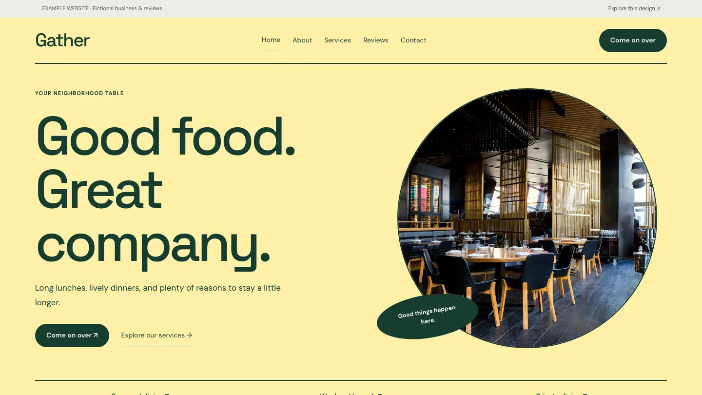 Gather desktop website preview