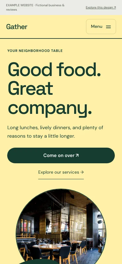 Gather mobile website preview