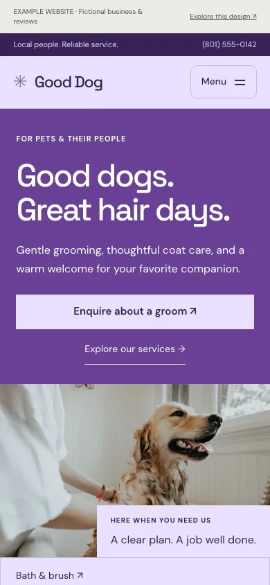 Good Dog mobile website preview