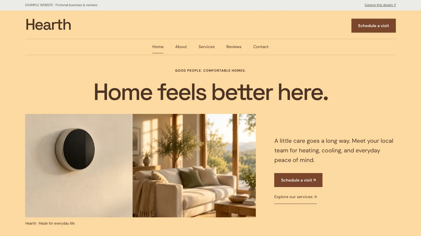 Hearth desktop website preview