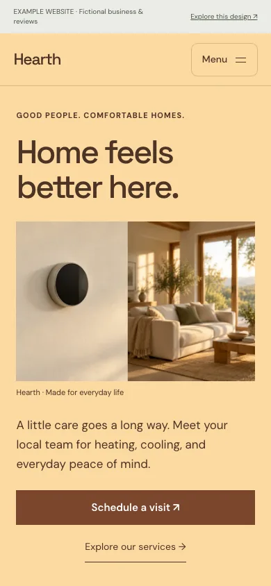 Hearth mobile website preview