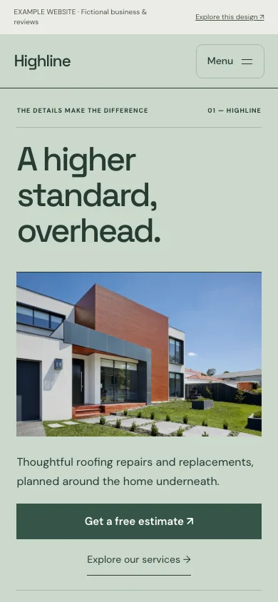 Highline mobile website preview