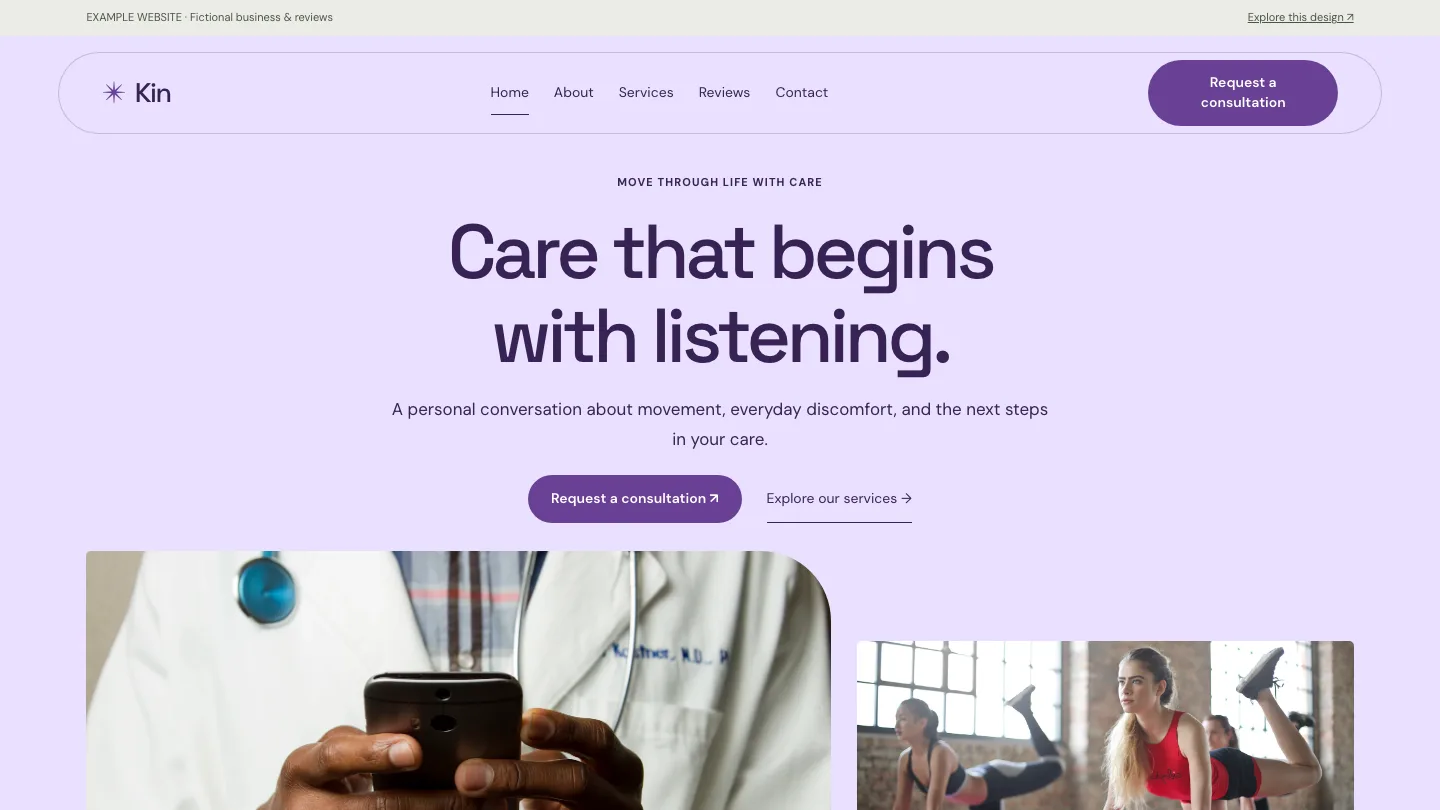 Kin desktop website preview