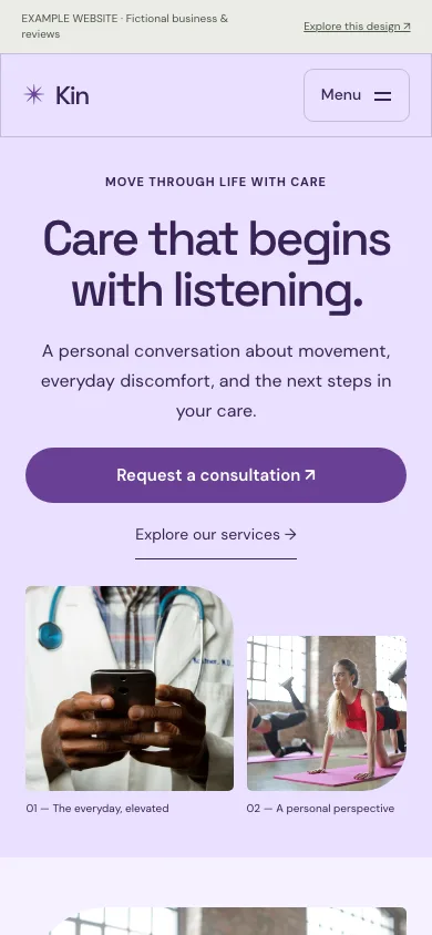 Kin mobile website preview