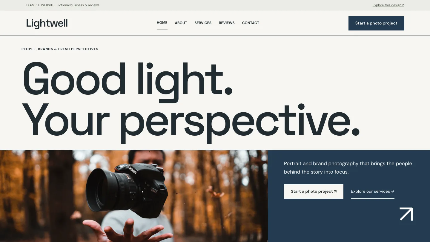 Lightwell desktop website preview