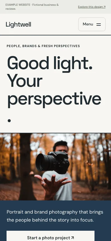 Lightwell mobile website preview