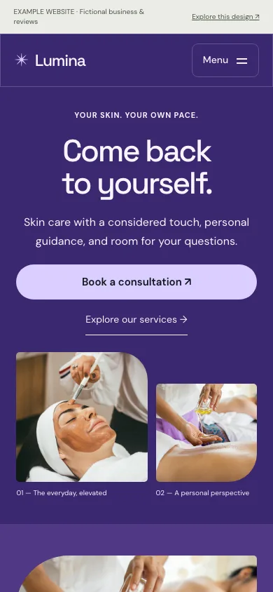 Lumina mobile website preview