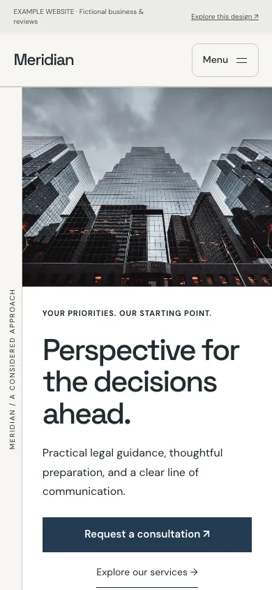 Meridian mobile website preview
