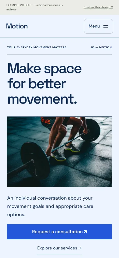 Motion mobile website preview