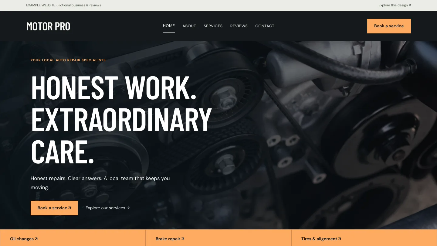 Motor Pro · Auto repair website design