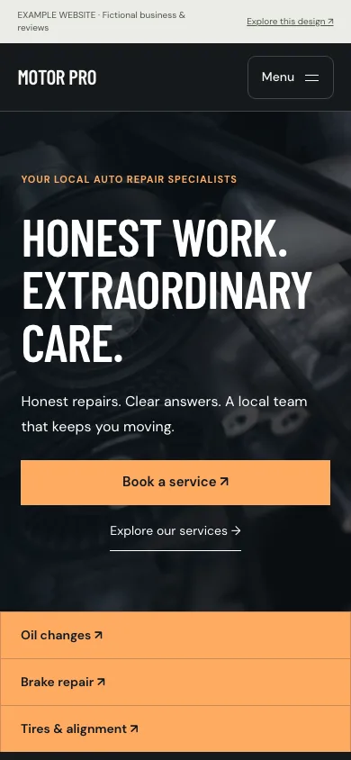 Motor Pro mobile website preview