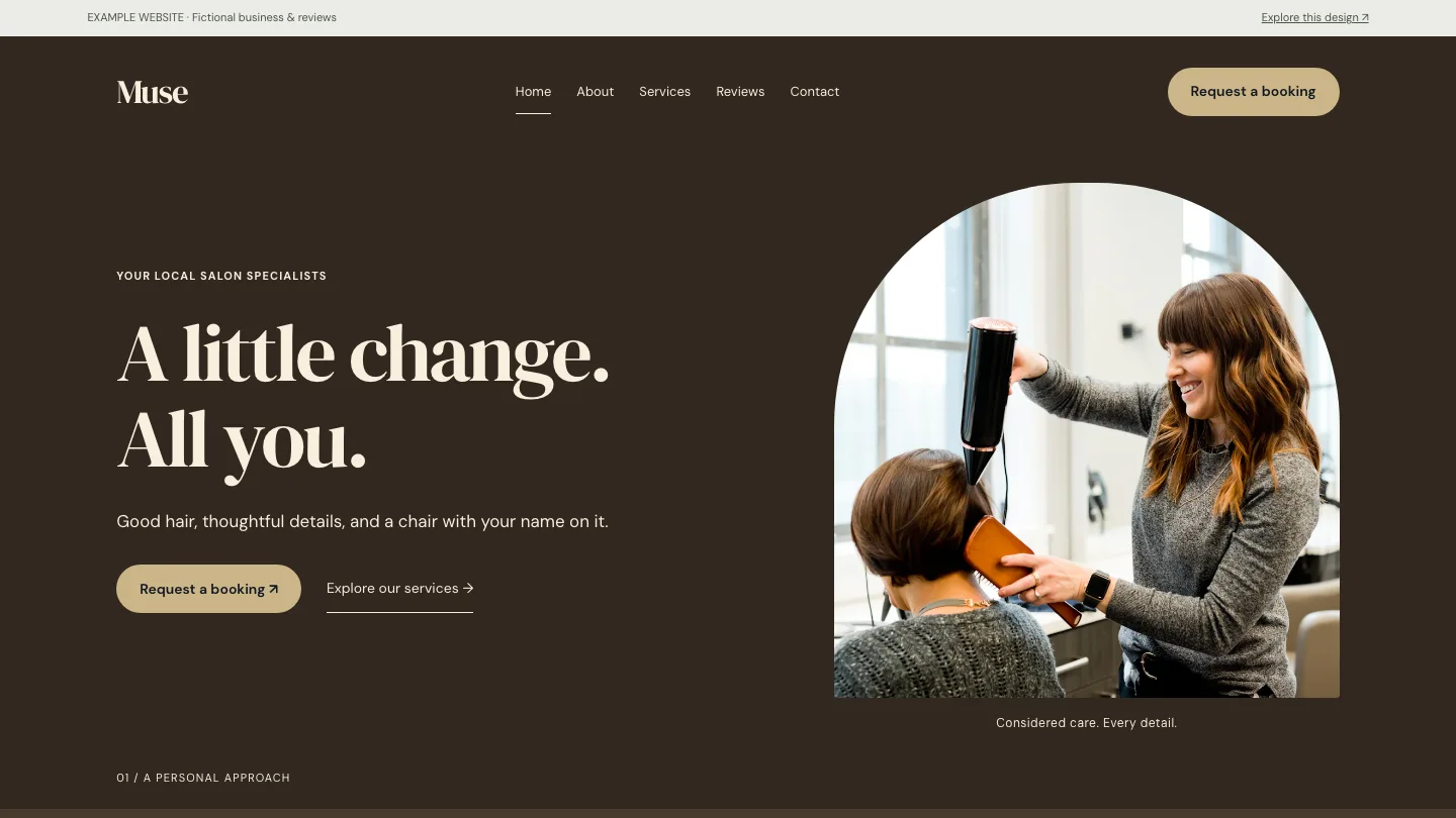 Muse desktop website preview