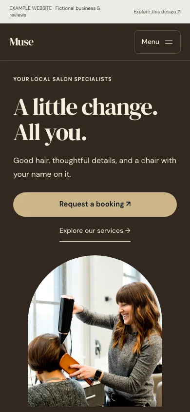 Muse mobile website preview