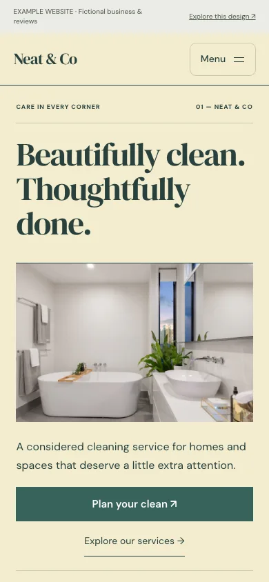 Neat & Co mobile website preview