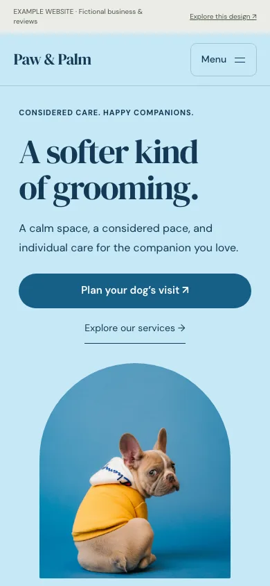 Paw & Palm mobile website preview