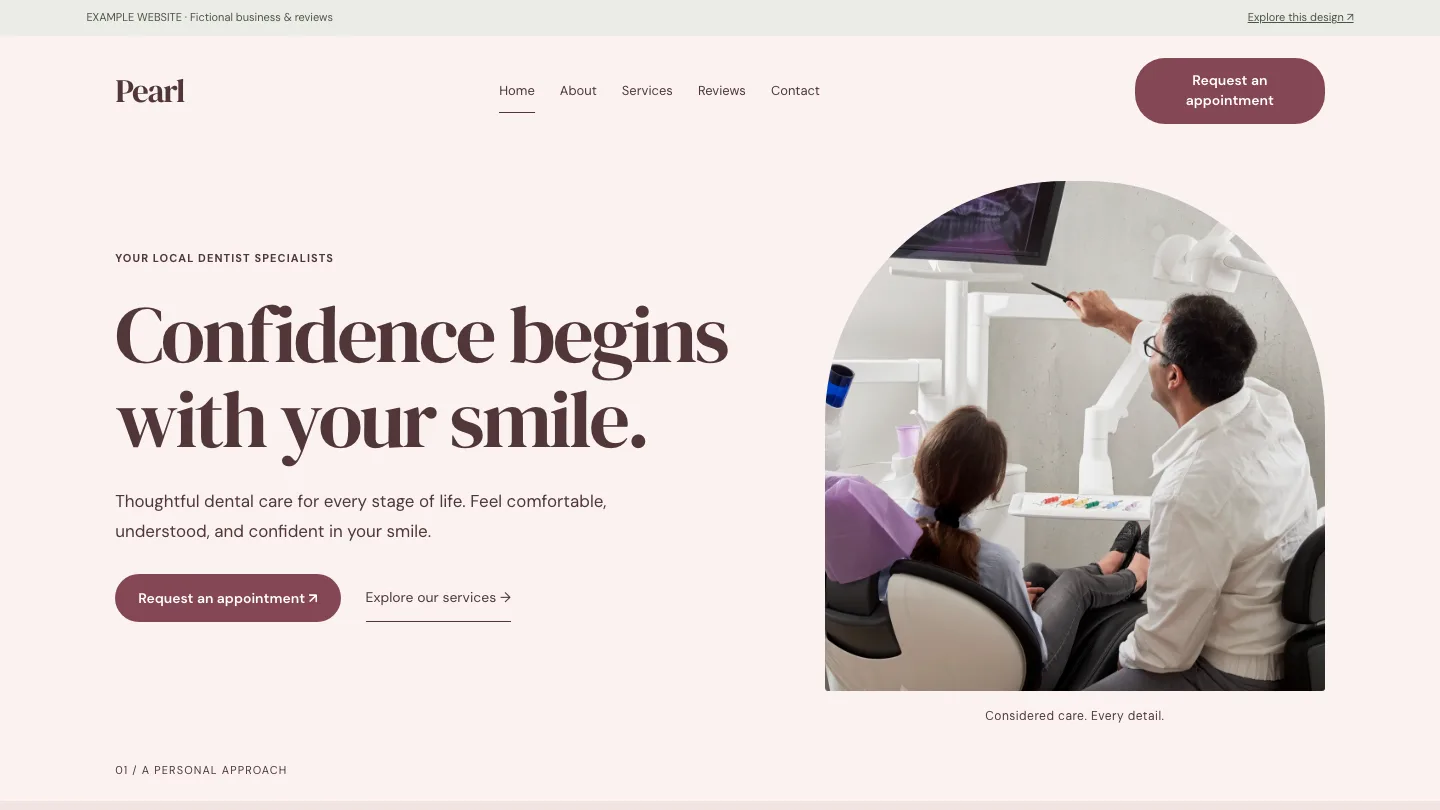 Pearl desktop website preview
