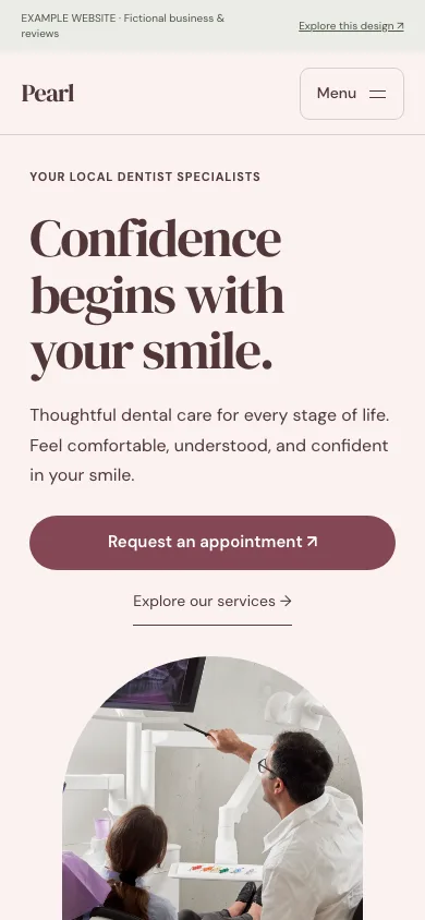 Pearl mobile website preview
