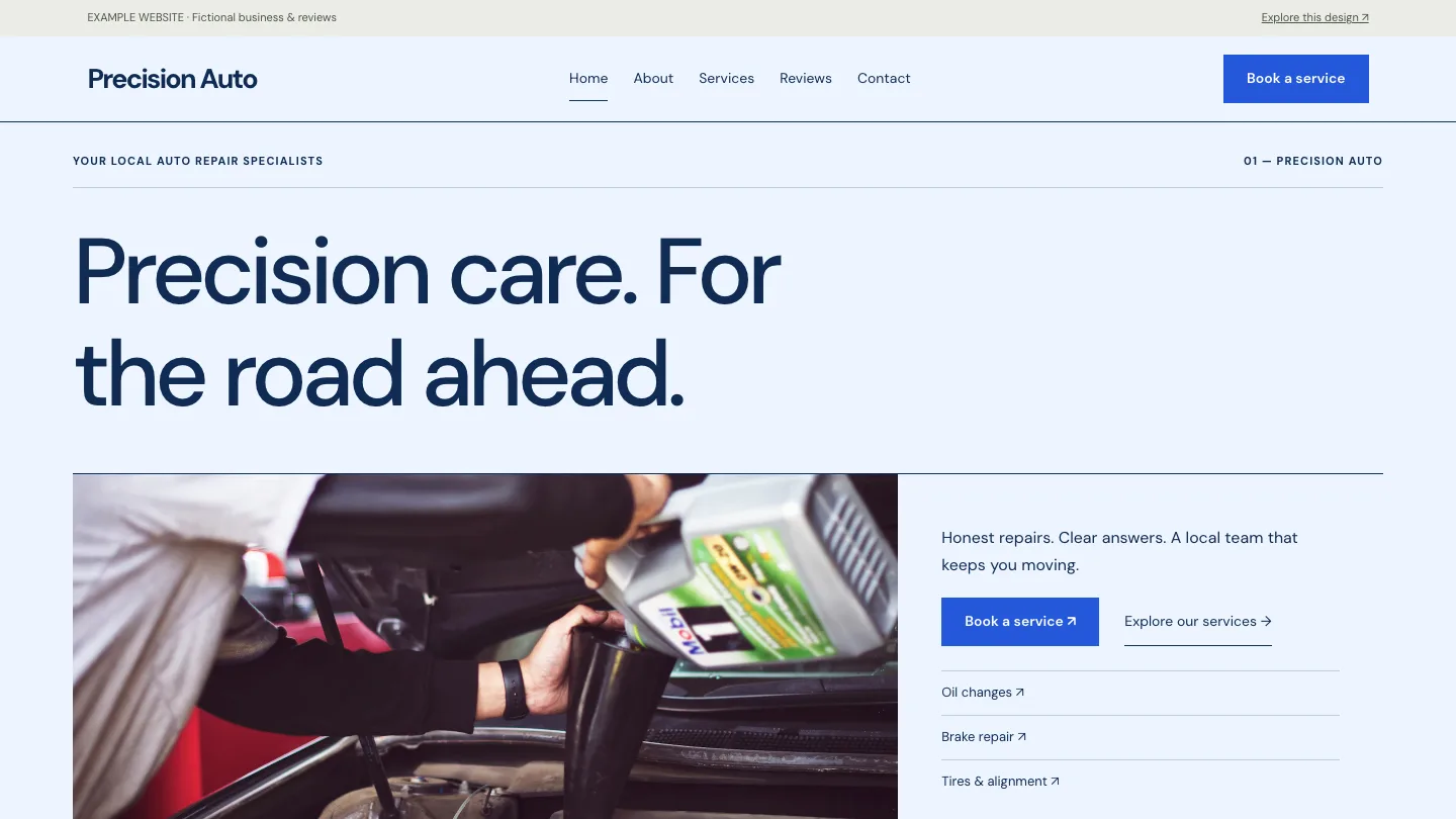 Precision Auto desktop website preview