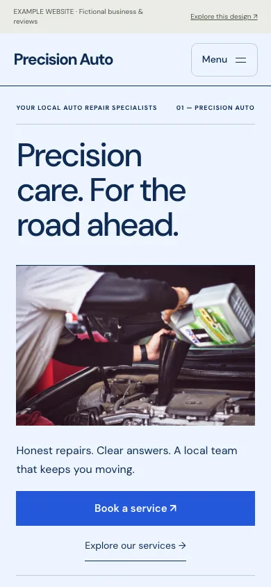 Precision Auto mobile website preview