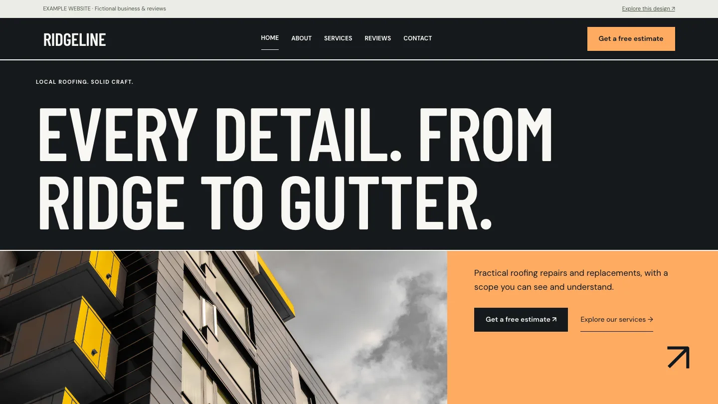 Ridgeline desktop website preview