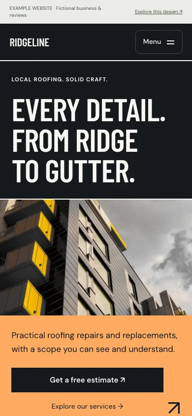 Ridgeline mobile website preview