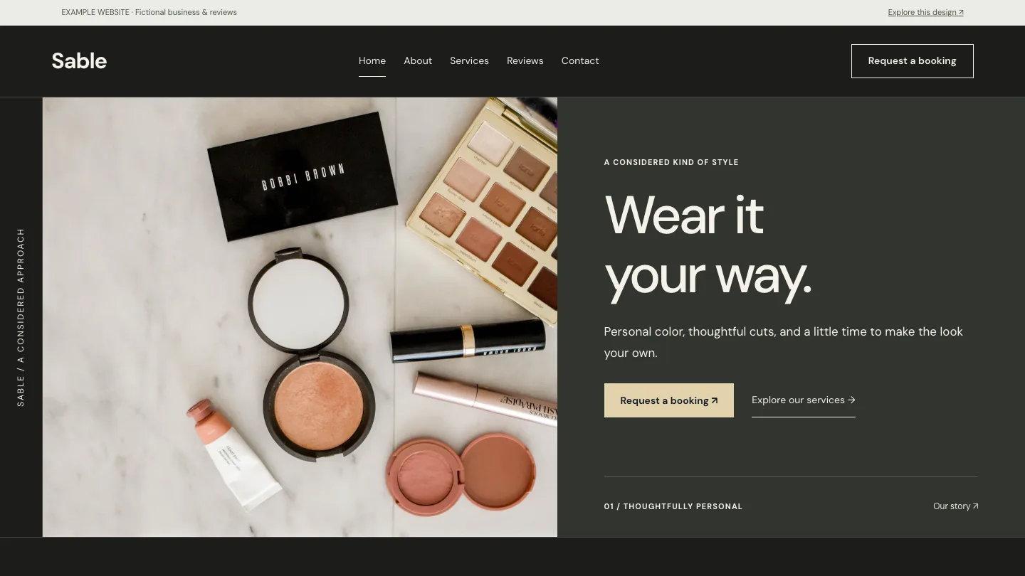 Sable desktop website preview