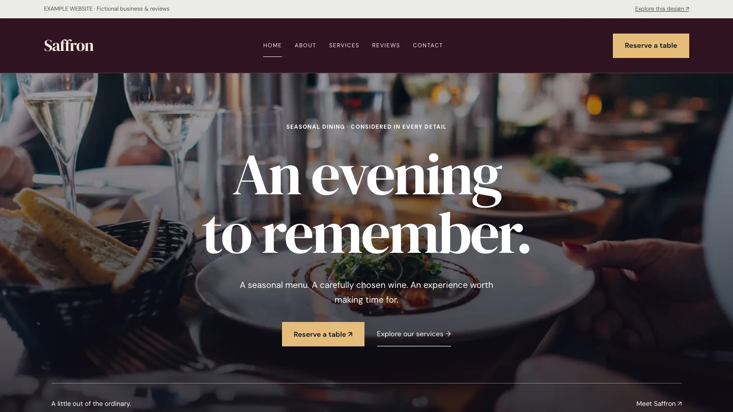 Saffron desktop website preview