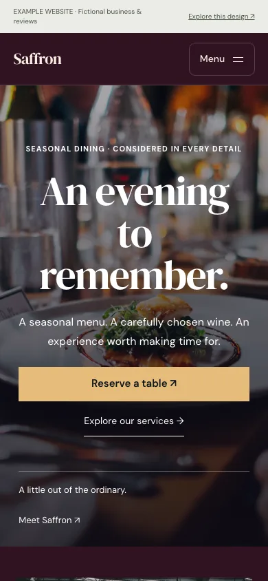 Saffron mobile website preview