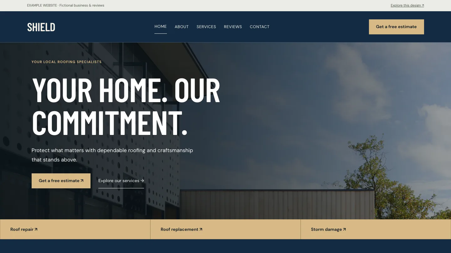 Shield desktop website preview