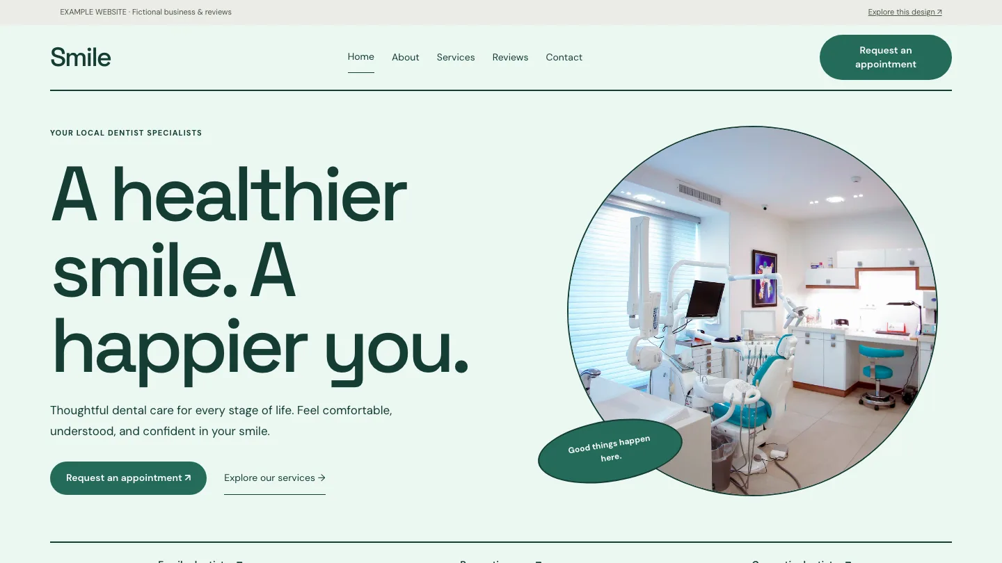 Smile desktop website preview