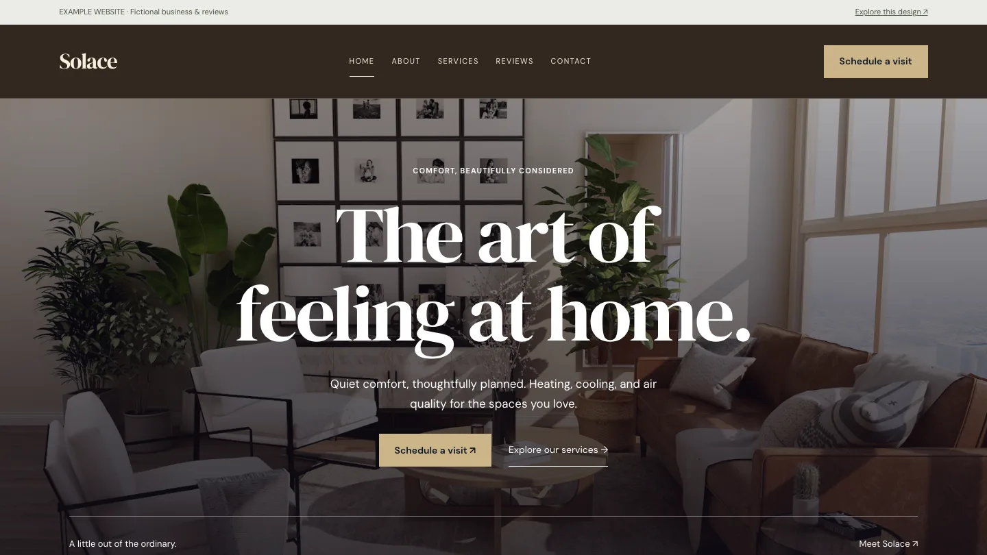 Solace desktop website preview